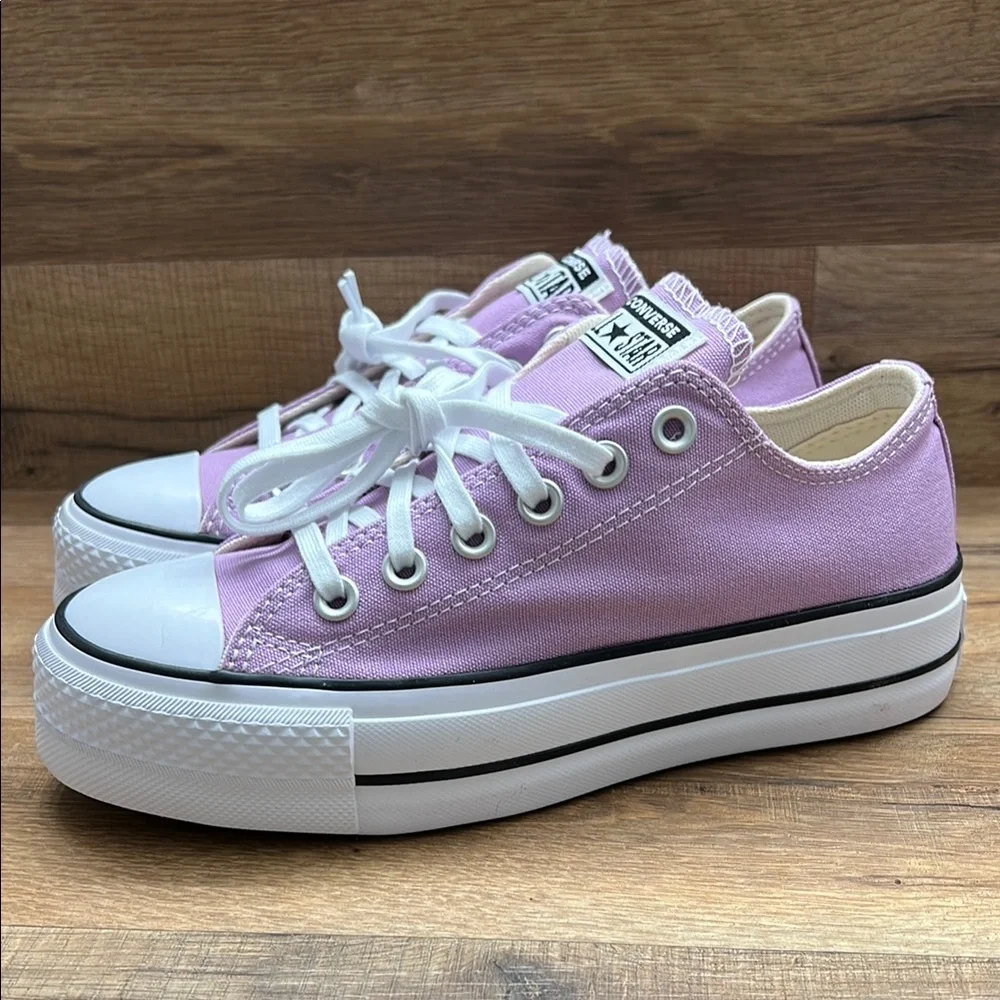 Converse Purple Canvas Sneakers Platform Low-Top